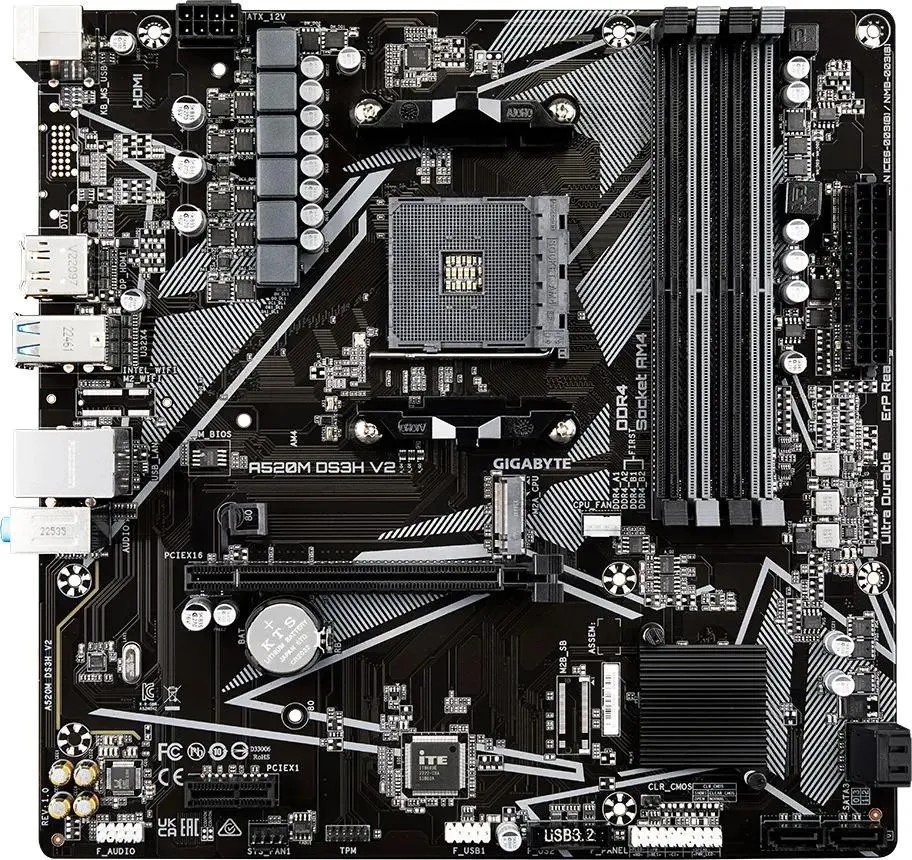 картинка Материнская плата Gigabyte A520M DS3H V2 Soc-AM4 AMD A520 4xDDR4 mATX от магазина КомпьютерЦентр