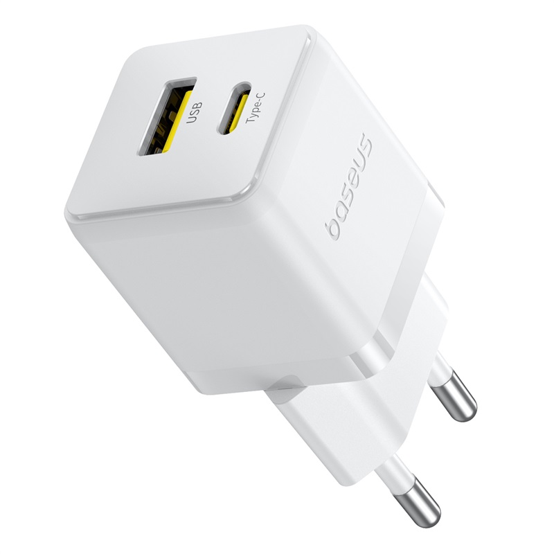 картинка СЗУ Baseus Palm Fast Charger C+U 20W EU Moon White (with Cable USB-C to USB-C 60W) от магазина КомпьютерЦентр