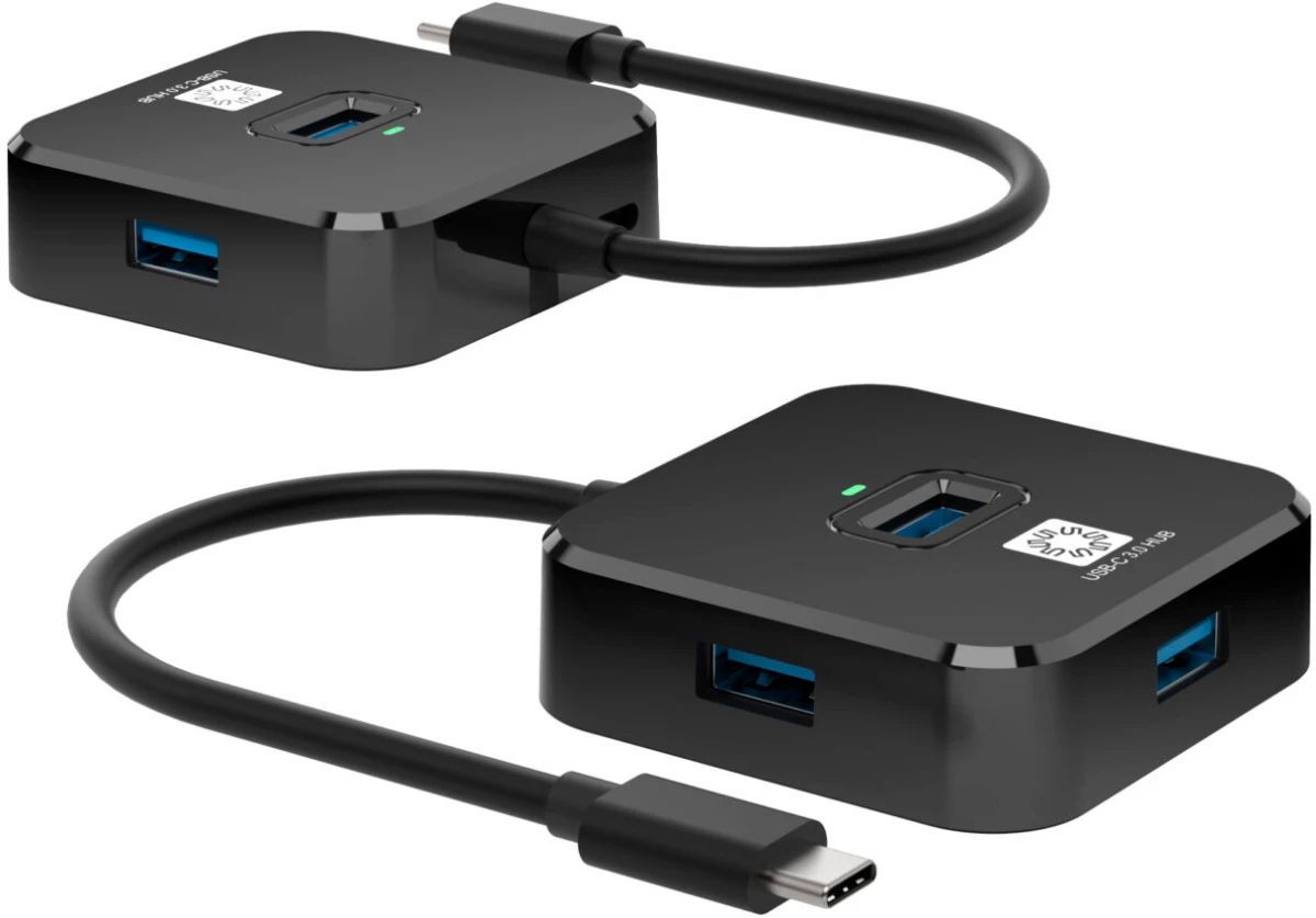 картинка HUB 4-port 5Bites HB34C-316BK Type-C -> 4*USB3.0 Black от магазина КомпьютерЦентр