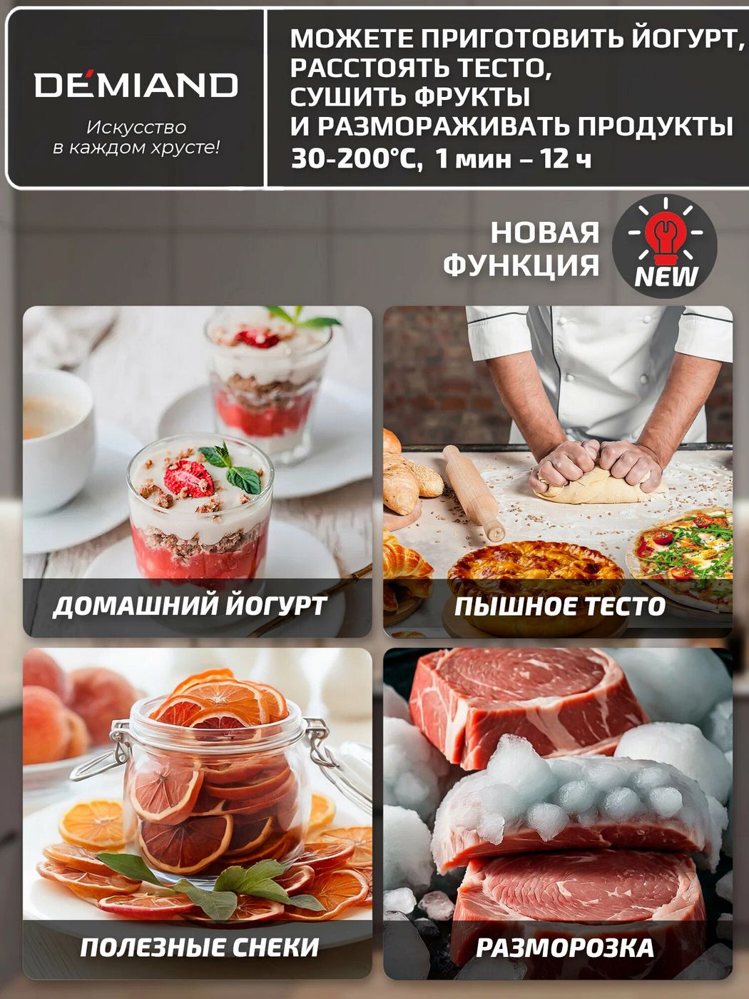 картинка Аэрогриль с двумя чашами DEMIAND DUOS, два тэна, DK-2100 от магазина КомпьютерЦентр