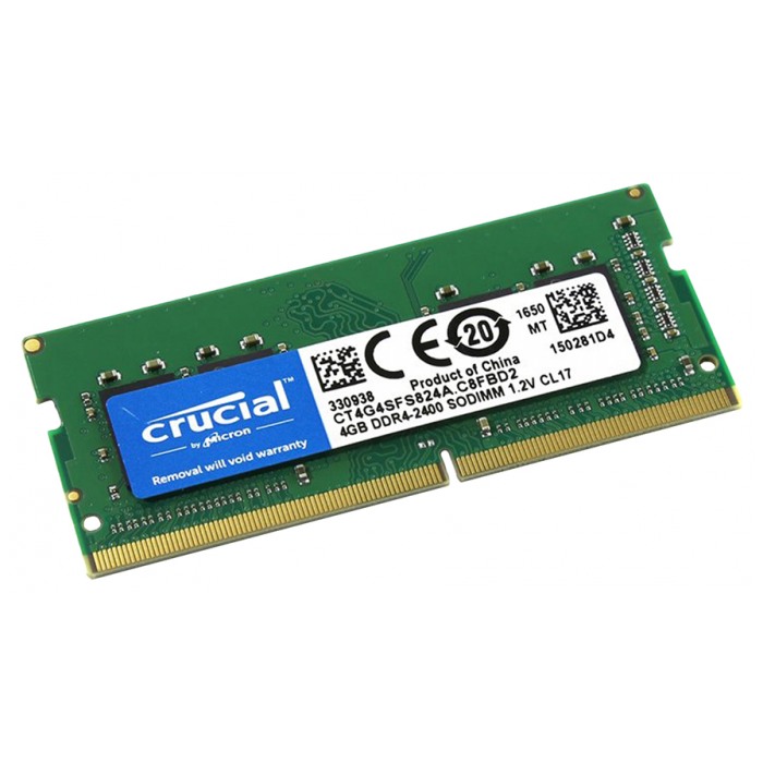 картинка Оперативная память Crucial SO-DIMM DDR4 4Gb 2400MHz PC4-19200 (CT4G4SFS824A) от магазина КомпьютерЦентр