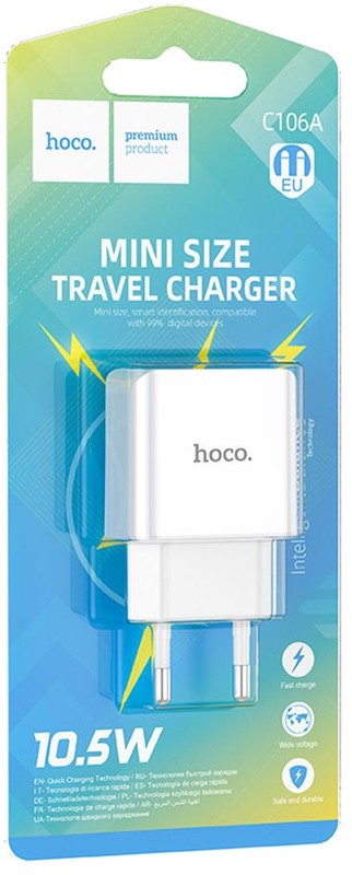 картинка СЗУ HOCO C106A Leisure single port charger white от магазина КомпьютерЦентр