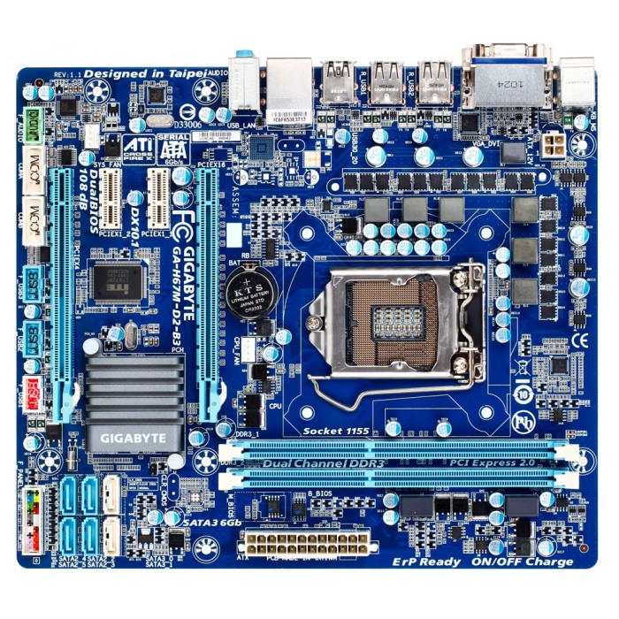 картинка Материнская плата Gigabyte GA-H67M-D2-B3 Rev3.0 (GA-H67M-D2-B3) от магазина КомпьютерЦентр