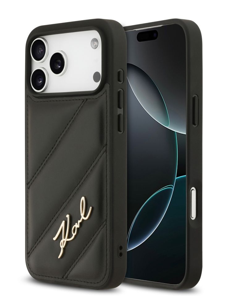 картинка Чехол Lagerfeld для iPhone 17 Pro Max PU Quilted Signature metal logo Hard Black (KLHCP17XPQDSMGK) от магазина КомпьютерЦентр
