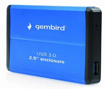 картинка Карман для HDD 2.5'' SSD (DAS) 2.5" (толщиной 9.5 мм) Gembird EE2-U3S-2-B, синий, USB 3.0, SATA, металл от магазина КомпьютерЦентр