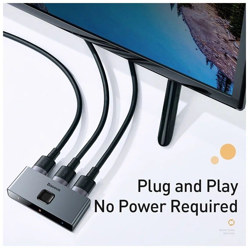 картинка Адаптер Baseus Matrix HDMI Splitter (CAHUB-BC0G) Серый от магазина КомпьютерЦентр