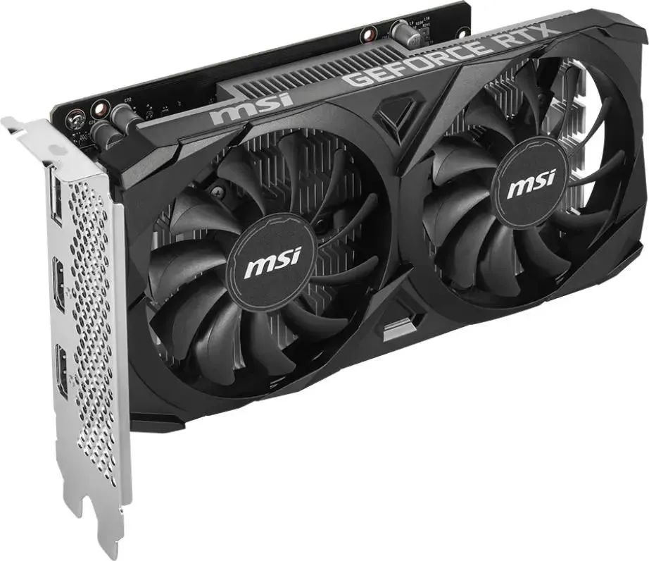 картинка Видеокарта 6Gb GDDR6 GeForce RTX 3050 MSI Ventus 2X E OC PCI-E 4.0 96 bit 1492/ 14000 HDMIx2/ DP (RTX 3050 VENTUS 2X E 6G OC) от магазина КомпьютерЦентр