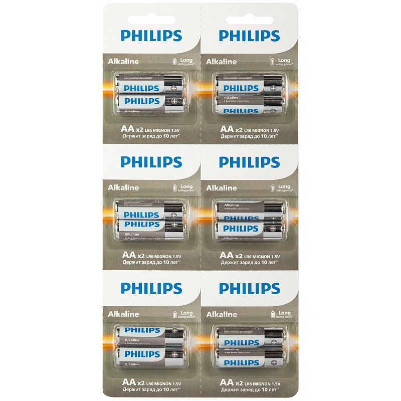 картинка Батарейки Philips Entry Alkaline AA/ LR6 (2шт) отрывная Б0064636 от магазина КомпьютерЦентр