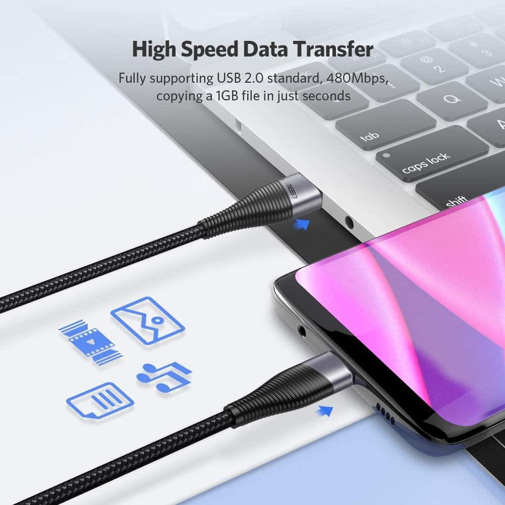 картинка Кабель Type-C 2m USB 2.0 -> Type-C оплетка Ugreen ED022 (60206) черный от магазина КомпьютерЦентр