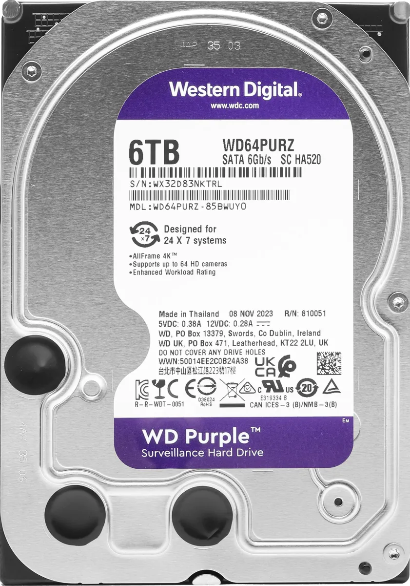 картинка HDD 6.0Tb WD 3.5'' Purple, WD64PURZ от магазина КомпьютерЦентр