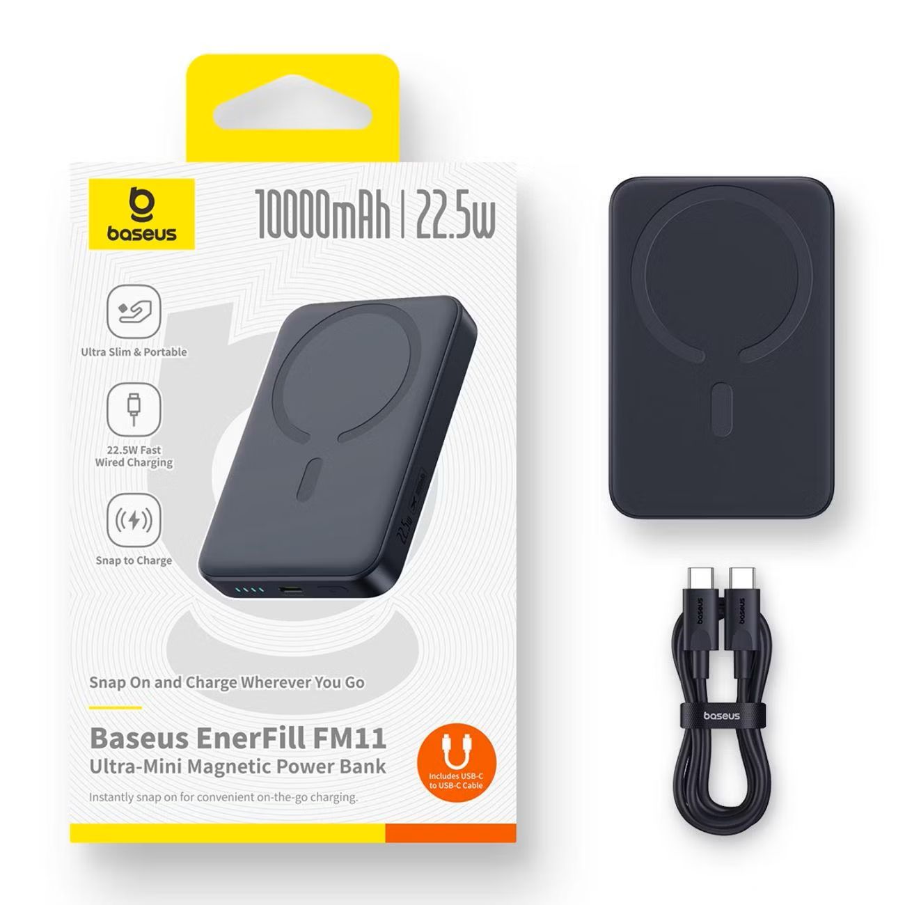 картинка Внешний аккумулятор MagSafe Baseus EnerFill FM11 10000mAh 22.5W Cosmic Black от магазина КомпьютерЦентр
