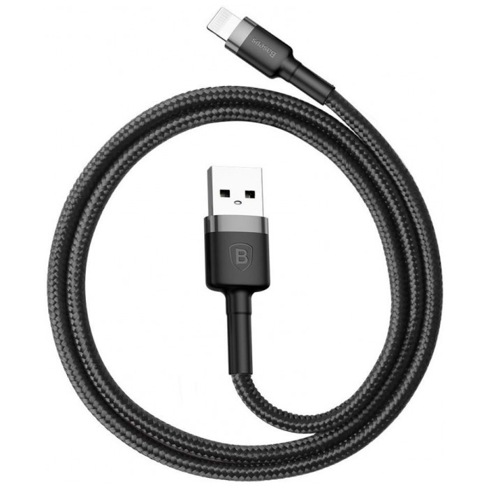 картинка Кабель Baseus  Data Cable Lightining 100cm Cafule 2.4A Black/ Gray (CALKLF-BG1) от магазина КомпьютерЦентр