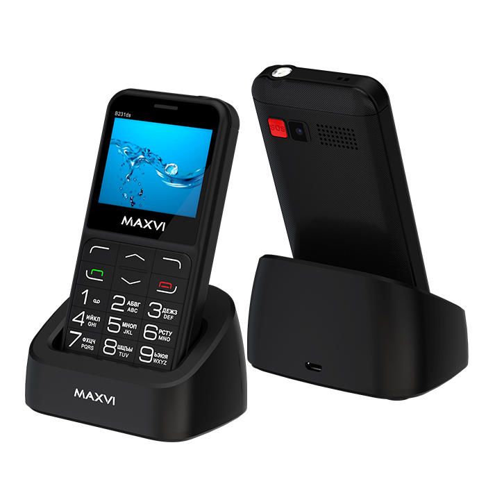 картинка Телефон мобильный Maxvi B231ds Black 2.31'', TN (TFT) 320x240, Bluetooth, FM-радио, 0.3Mpix, 1400 мА*ч, фонарик, 2-Sim от магазина КомпьютерЦентр