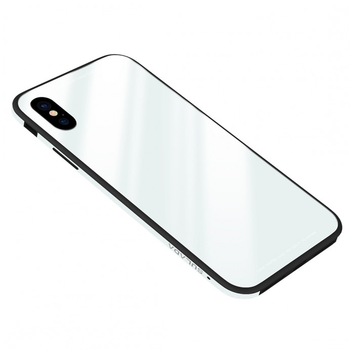 картинка Чехол Full color Silicone/ Glass Case Logo for iPhone X/ XS White от магазина КомпьютерЦентр