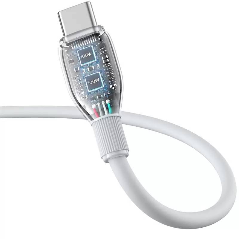 картинка Кабель Baseus Pudding Series Fast Charging Cable USB to Type-C 100W 1.2m Stellar White от магазина КомпьютерЦентр