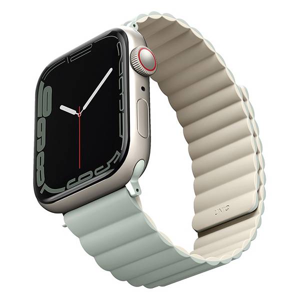 картинка Ремень силиконовый Uniq REVIX для Apple Watch 41/ 40/ 38, цвет шалфей/ бежевый (SAGE/ BEIGE) (41MM-REVSAGBEG) от магазина КомпьютерЦентр