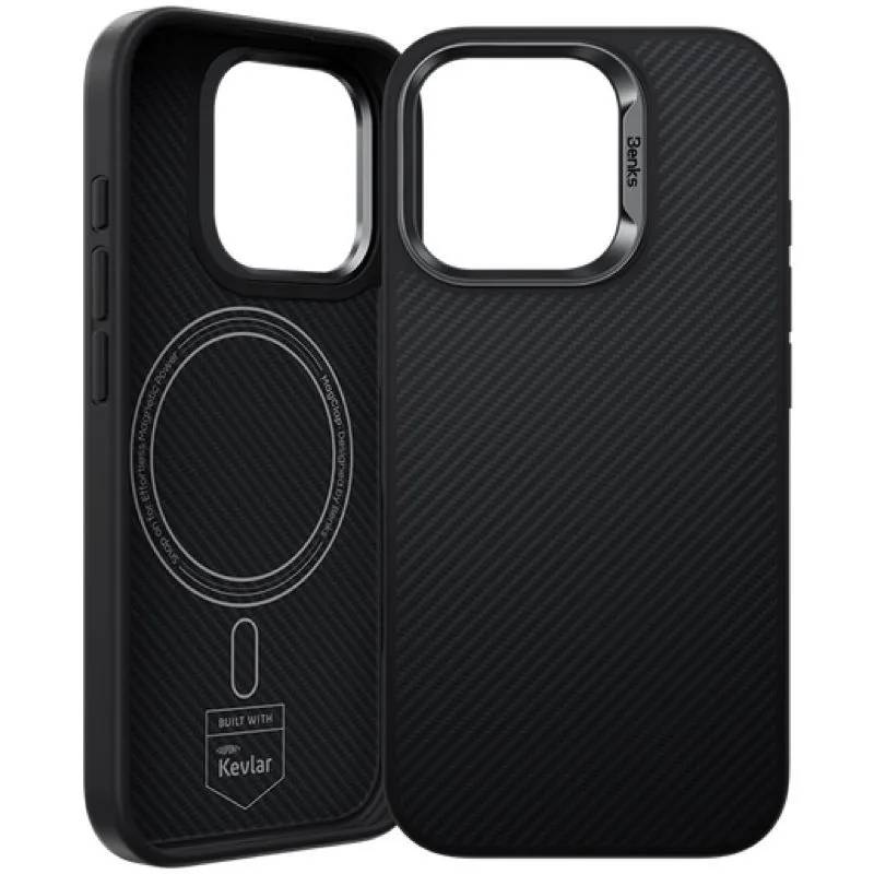 картинка Усиленный чехол Benks ArmorPro Case built with Kevlar 600D для iPhone 16 Pro Max 6.9'' (Black/ Metal Frame) (C.K.FL.AP.BK.A066) от магазина КомпьютерЦентр