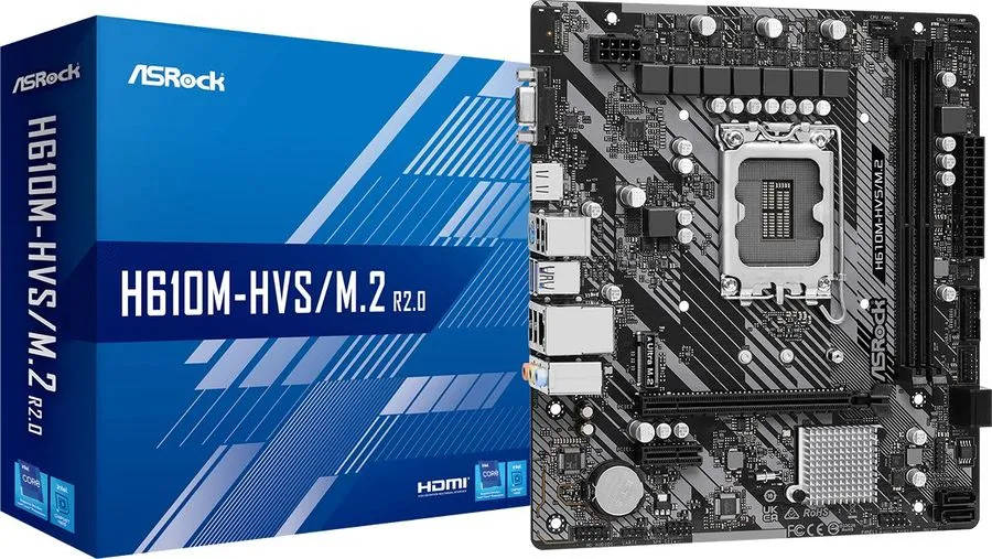 картинка Материнская плата ASRock H610M-HVS/ M.2 R2.0 LGA1700 H610 2xDDR4 mATX от магазина КомпьютерЦентр
