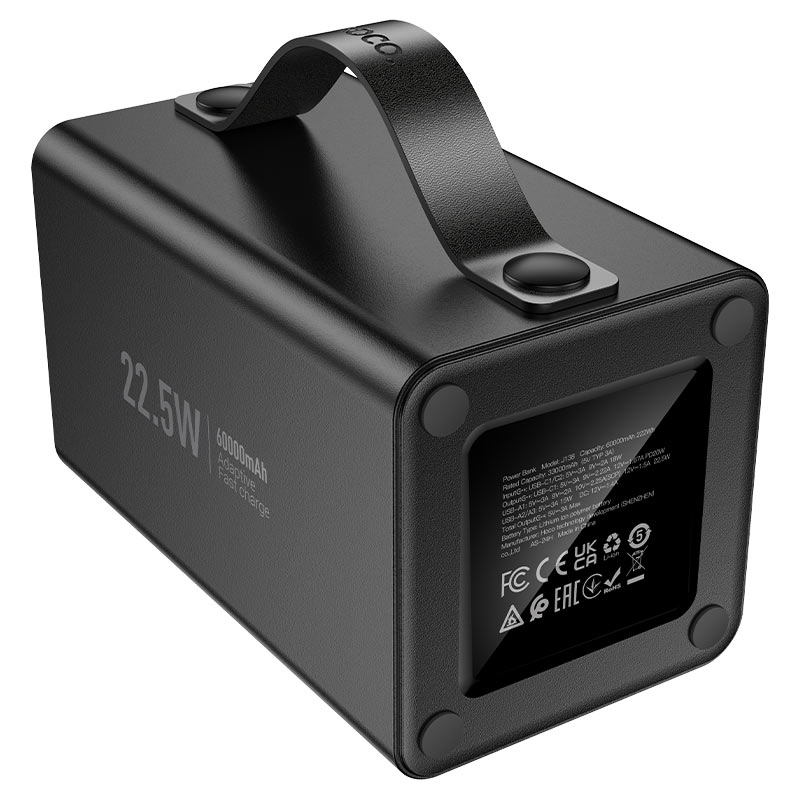 картинка Внешний аккумулятор HOCO J138 Distant 22.5W+PD20W+DC12V multi-function power bank (60000mAh) black от магазина КомпьютерЦентр