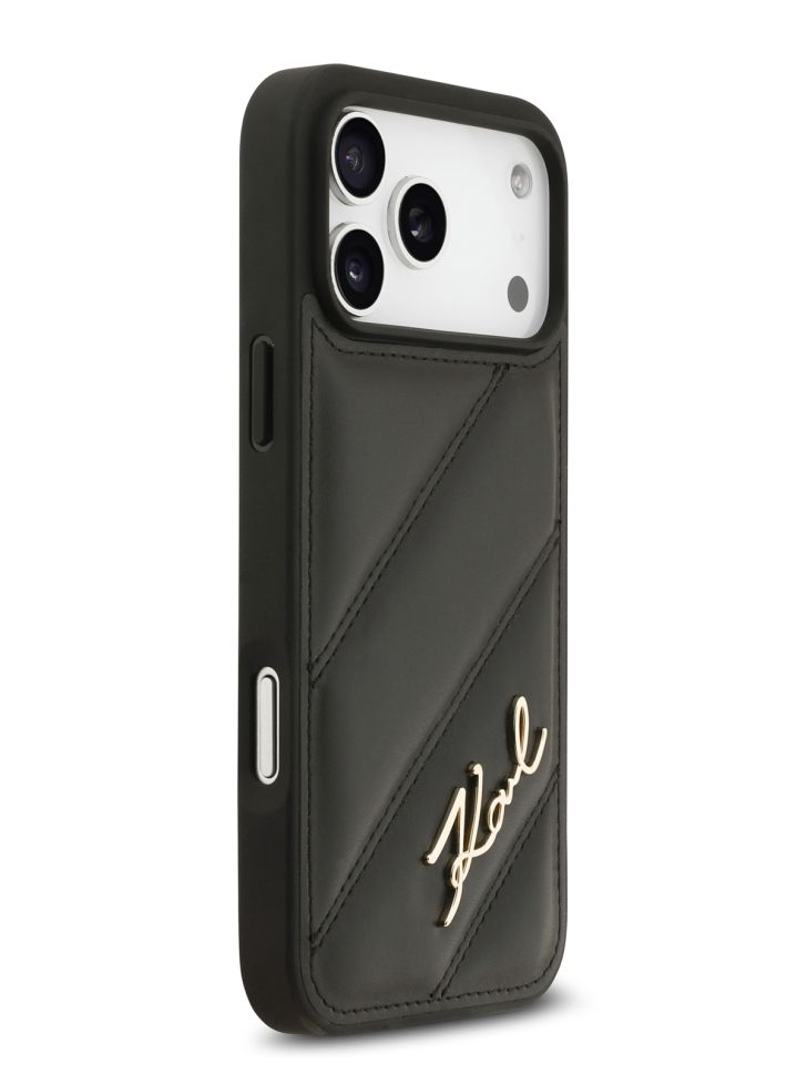 картинка Чехол Lagerfeld для iPhone 17 Pro Max PU Quilted Signature metal logo Hard Black (KLHCP17XPQDSMGK) от магазина КомпьютерЦентр