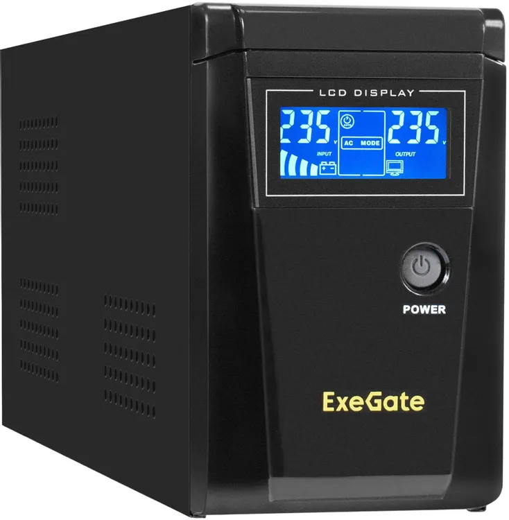 картинка ИБП ExeGate EX295986RUS SineTower SZ-600.LCD.AVR.1SH 600VA/ 360W, чистый синусоида, LCD дисплей, AVR, 1*Schuko, линейно-интерактивный, внешняя батарея 12В до 200Ач от магазина КомпьютерЦентр