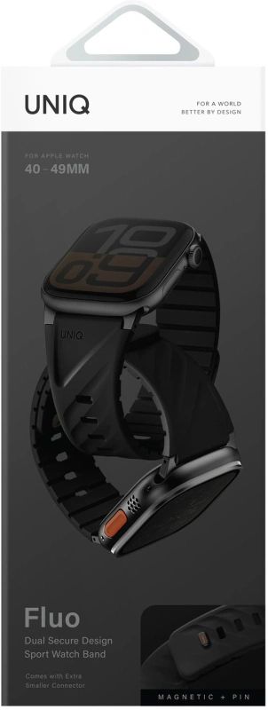 картинка Ремень каучуковый универсальный Uniq FLUO для Apple Watch 40-49, цвет черный (MIDNIGHT BLACK) (49-40MM-FLUOMBLK) от магазина КомпьютерЦентр