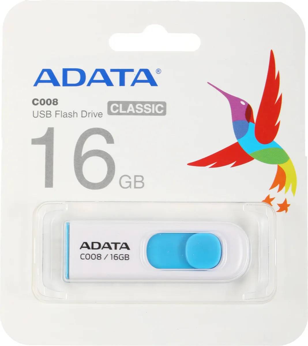 картинка USB накопитель 16Gb A-Data Classic AC008 White (AC008-16G-RWE) от магазина КомпьютерЦентр