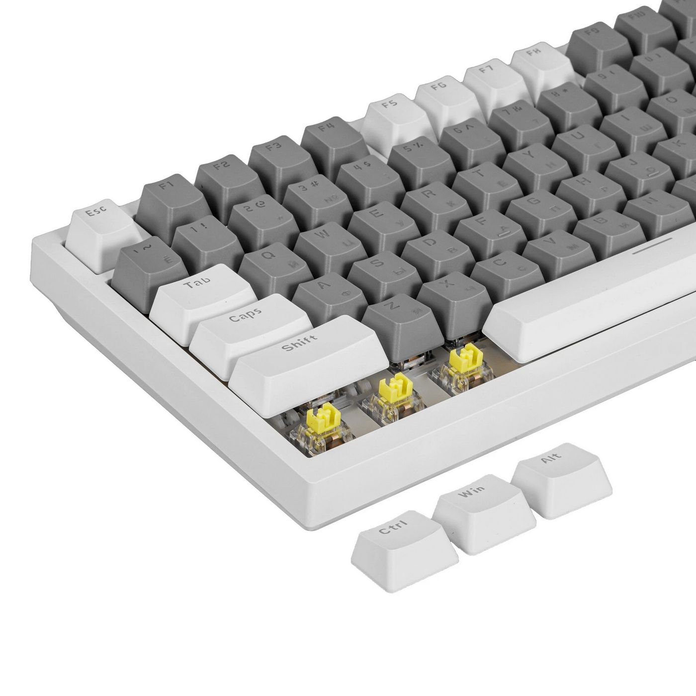 картинка Клавиатура проводная AJAZZ AK820 белый, механическая, подсветка, RGB, Ajazz AS 101 Yellow Switch от магазина КомпьютерЦентр
