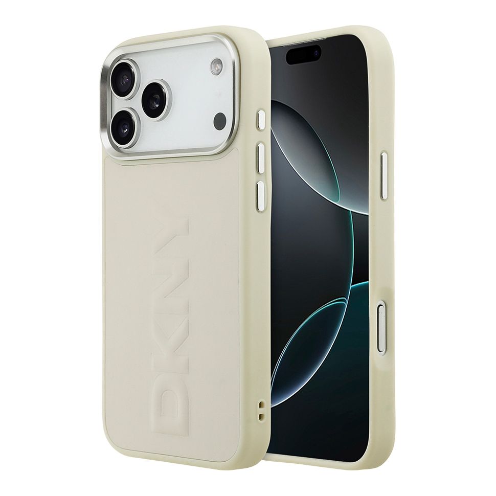 картинка Чехол DKNY для iPhone 17 Pro Max PU Large Embossed Vertical logo Metal camera Hard White (DKHCP17XPCSDVEMH) от магазина КомпьютерЦентр