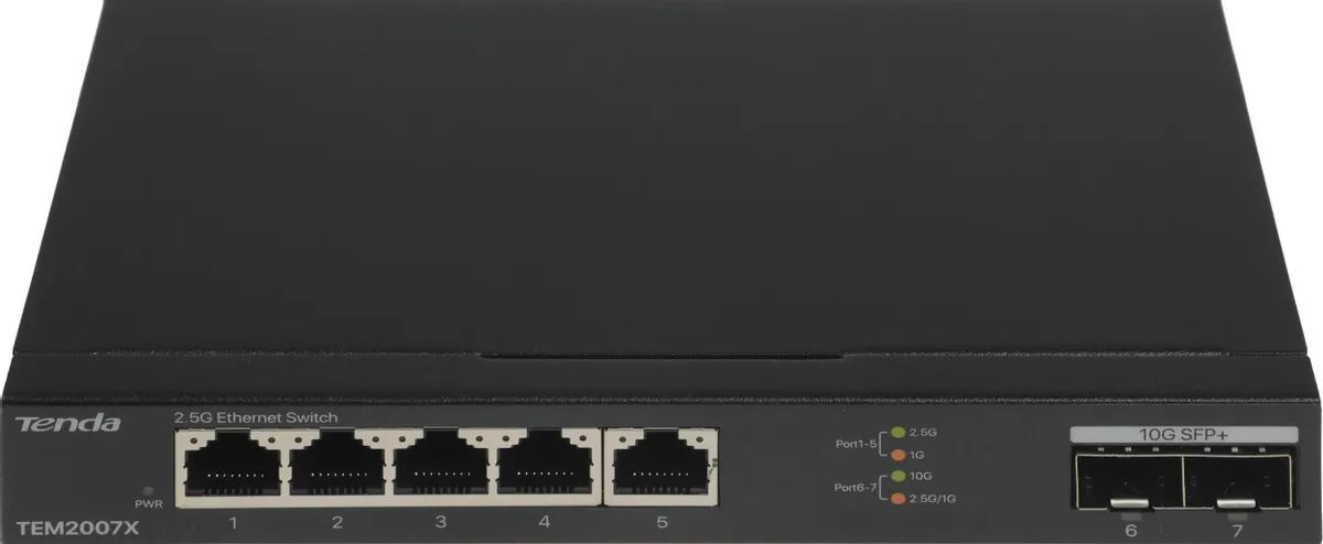 картинка Switch 5-port Tenda TEM2007X (L2) 5x2.5Гбит/ с 2SFP+ неуправляемый от магазина КомпьютерЦентр