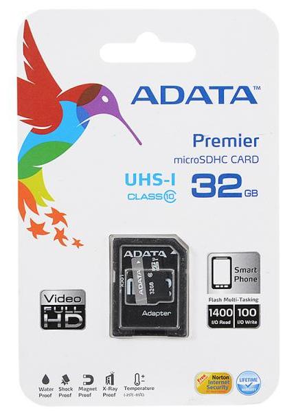 картинка Карта памяти 32Gb microSDHC A-Data Class 10 + SD-adapter (AUSDH32GUICL10-RA1) от магазина КомпьютерЦентр