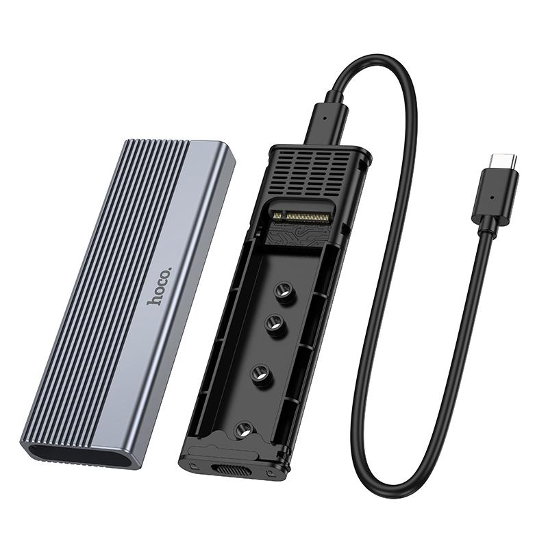 картинка Карман для SSD Hoco HB47A, M.2 SSD Enclosure (USB 3.2/ 10Gbps) Metal Gray от магазина КомпьютерЦентр
