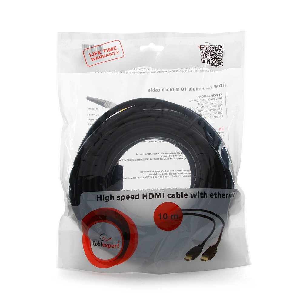 картинка Кабель HDMI Cablexpert CC-HDMI4-10M, 10.0м, v2.0, 19M/ 19M, черный, медь, позол.разъемы, экран от магазина КомпьютерЦентр
