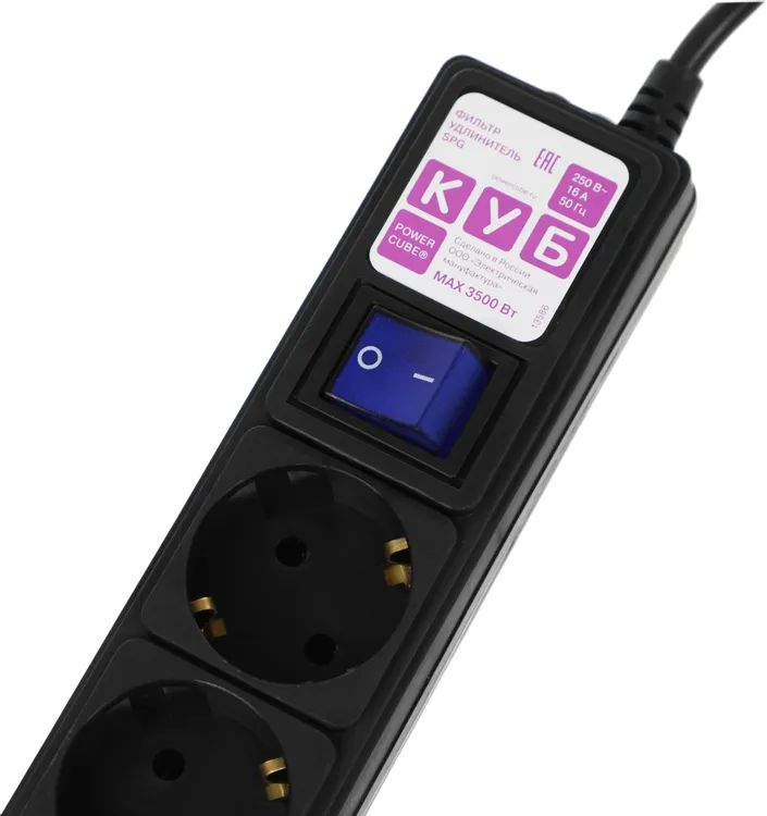 картинка Сетевой фильтр 1.9 м Powercube SPG6-B-1.9M (6 розеток) черный (коробка) 21887 от магазина КомпьютерЦентр