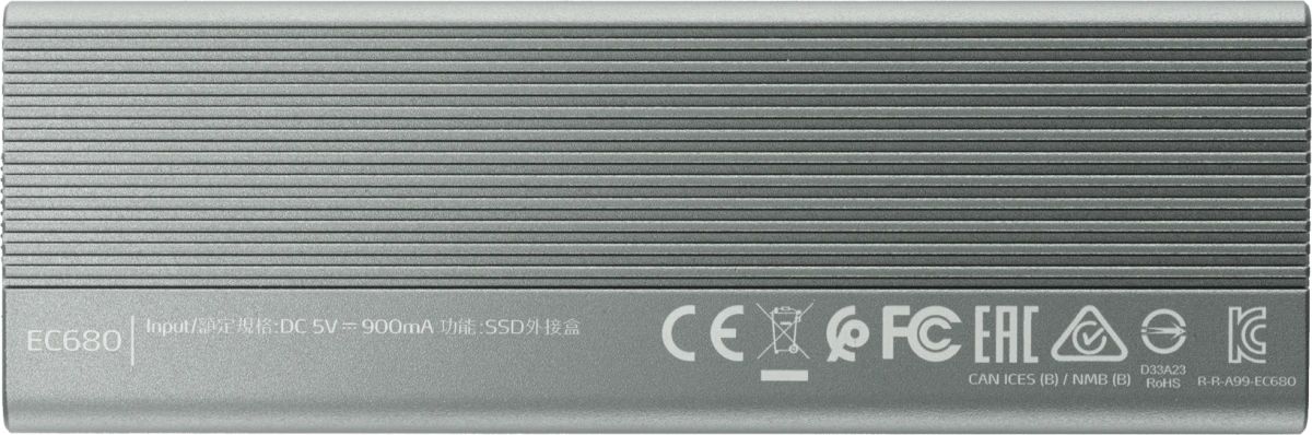 картинка Карман для HDD/ SSD AData External SSD Enclosure EC680 USB 3.2 Gen2, M.2, NVMe/ SATA, RGB, Titanium Grey, RTL (EC680-CCGY) от магазина КомпьютерЦентр