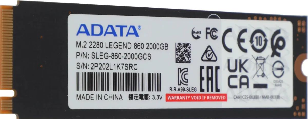 картинка SSD накопитель 2Tb AData LEGEND 860 PCIe 4.0 x4 M.2 2280 (SLEG-860-2000GCS) от магазина КомпьютерЦентр