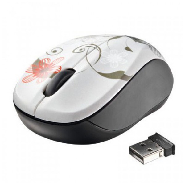 картинка Мышка Trust Vivy Wireless mini Mouse Grey Flower (18247) от магазина КомпьютерЦентр