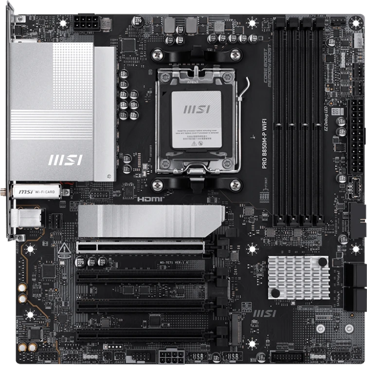 картинка Материнская плата MSI PRO B850M-P WIFI Soc-AM5 AMD B850 4xDDR5, mATX от магазина КомпьютерЦентр