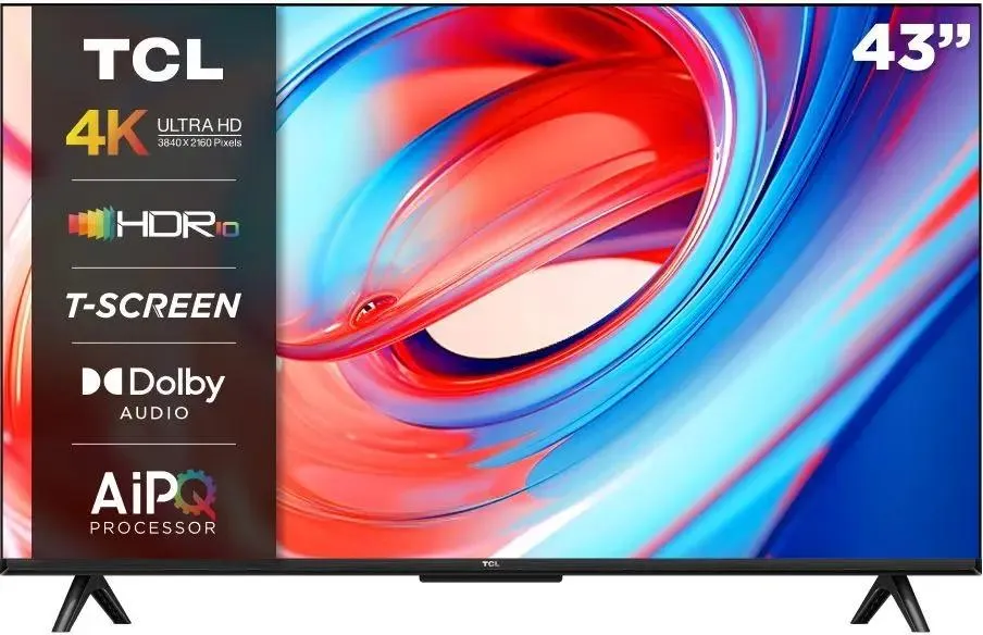 картинка Телевизор TCL 43'' 43V6B, 4K Ultra HD, черный, СМАРТ ТВ, Google TV от магазина КомпьютерЦентр