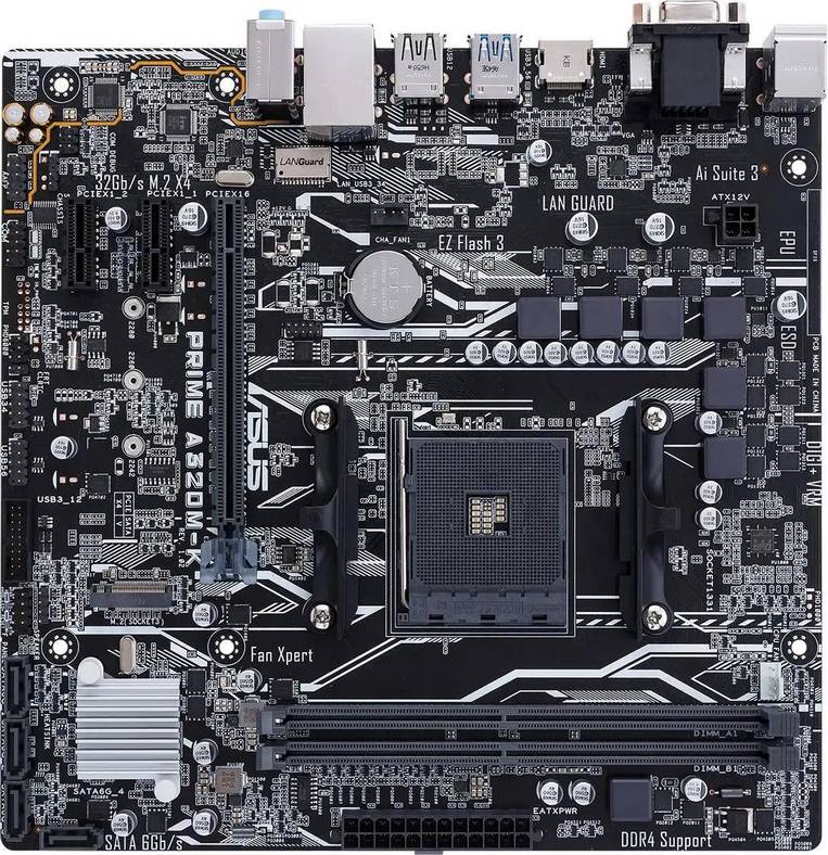 картинка Материнская плата Asus PRIME A320M-K/ CSM Soc-AM4 AMD A320 2xDDR4 mATX от магазина КомпьютерЦентр