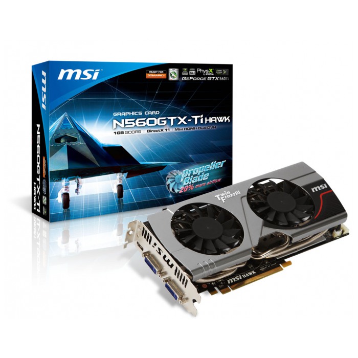 картинка Видеокарта MSI GeForce N560GTX-TI HAWK 1Gb 256bit DDR5 (N560GTX-TI-HAWK) от магазина КомпьютерЦентр