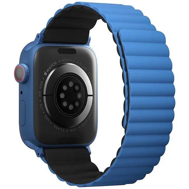 картинка Ремень силиконовый Uniq REVIX для Apple Watch 49/ 45/ 44/ 42, синий/ черный (45MM-REVBLUBLK) от магазина КомпьютерЦентр