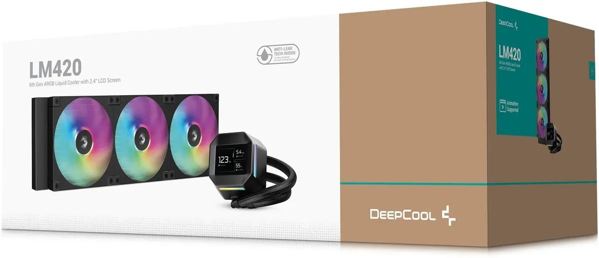 картинка Кулер с водяным охлаждением Deepcool LM420 ARGB Soc-AM5/ AM4/ 1200/ 1700/ 1851 черный 4-pin 25.2dB Al LCD 2176gr Ret (R-LM420-BKDMMC-1) от магазина КомпьютерЦентр