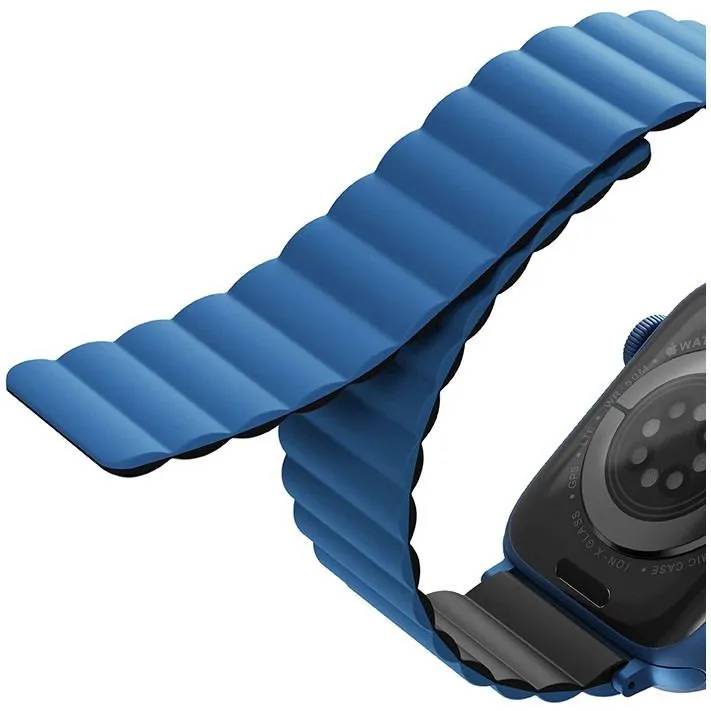 картинка Ремень силиконовый Uniq REVIX для Apple Watch 49/ 45/ 44/ 42, синий/ черный (45MM-REVBLUBLK) от магазина КомпьютерЦентр