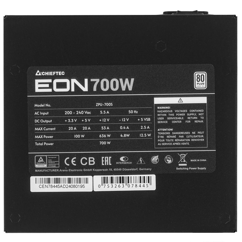 картинка Блок питания Chieftec Eon ZPU-700S, 700Вт, черный от магазина КомпьютерЦентр