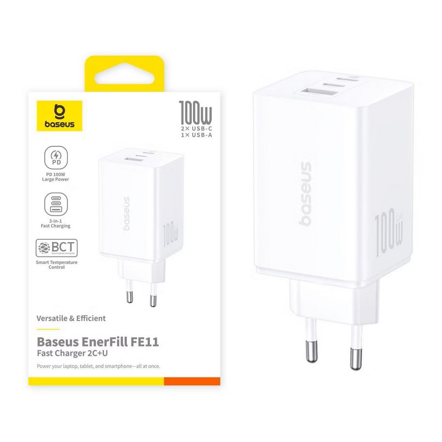 картинка СЗУ Baseus EnerFill FE11 Fast Charger 2C+U 100W Moon White от магазина КомпьютерЦентр