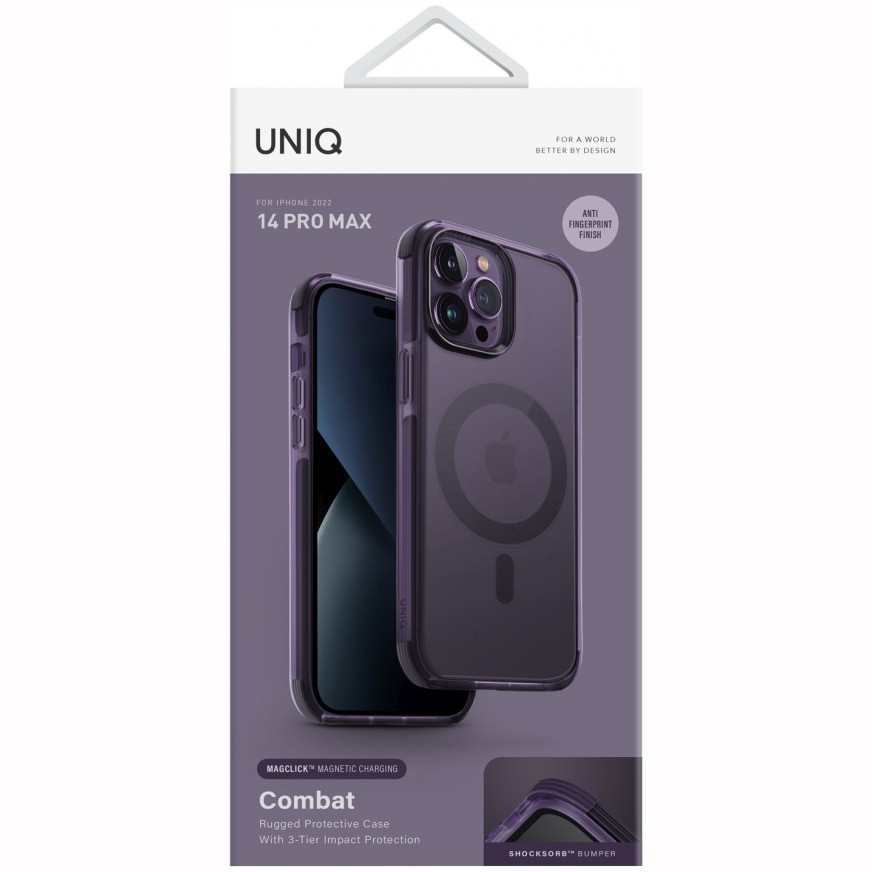картинка Чехол Uniq HYBRID COMBAT MAGCLICK CHARGING (MagSafe) для iPhone 14 Pro MAX 6.7'', фиолетовый (PURPLE) IP6.7PM(2022)-COMAFMPUR от магазина КомпьютерЦентр