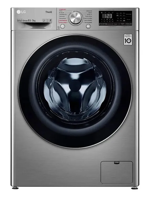 картинка Стирально-сушильная машина LG F2V5GG2S фронтальная, стирка 8.5 кг, сушка 5 кг, пар, 60 см x 85 см x 47.5 см серый, черный, дисплей от магазина КомпьютерЦентр
