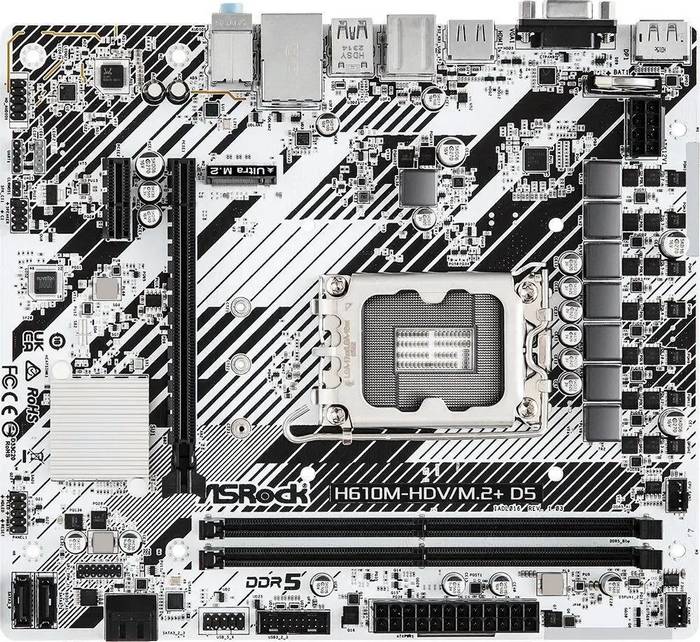 картинка Материнская плата Asrock H610M-HDV/ M.2+ D5, Soc-1700, 2xDDR5, mATX от магазина КомпьютерЦентр