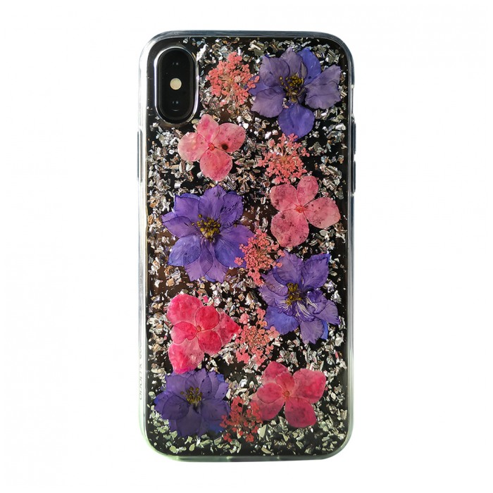 картинка Чехол X-Doria Bloom Silicone/ Plastic 3X2C113B for iPhone X/ iPhone XS Flowers/ Silver (3X2C113B) от магазина КомпьютерЦентр